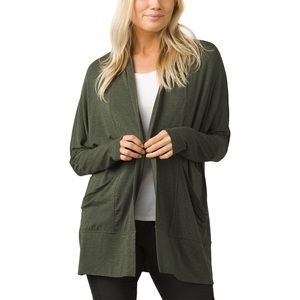 Prana Foundation Wrap Sweater in Forest green